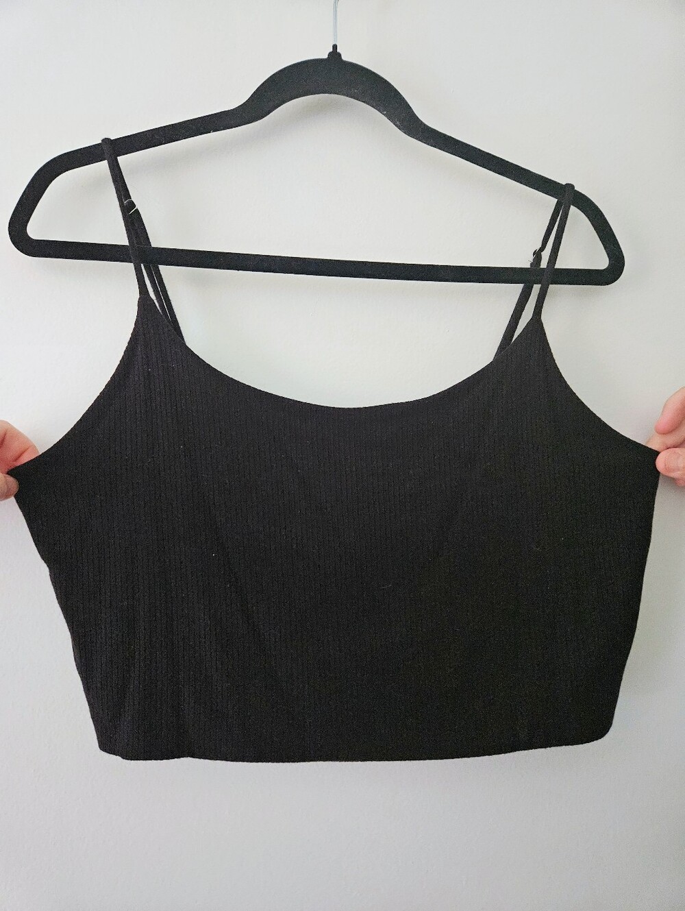 Forever 21 Plus Black Ribbed Crop Top Spaghetti Strap Scoop Neck Size 2X